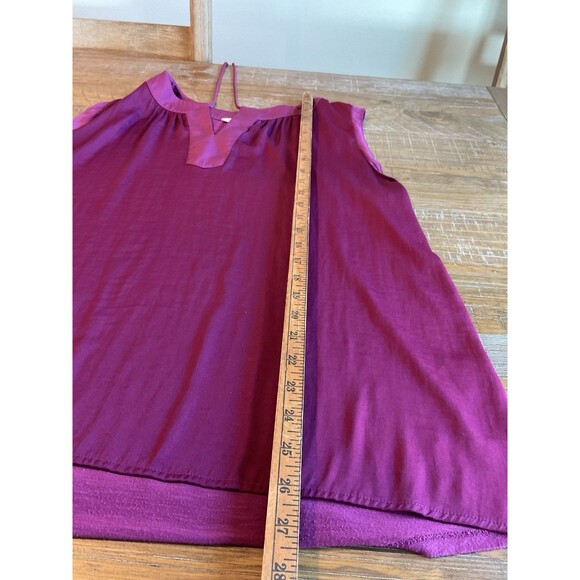 Sweet Grey V-Neck Purple Maroon Flowy Top XL Shirt Blouse Women X-Large - Picture 7 of 9